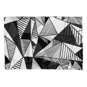 Mosaic Triangles, Black White Texture. Pillowcase