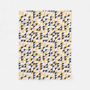 Mosaic Triangles in Yellow, Pink and Navy Blue Fleece Blanket
