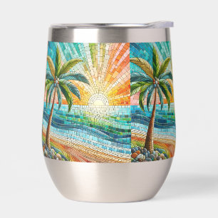 Mosaic Tropical Beach Coucher de soleil Palm Tree