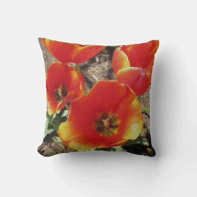 Mosaic Tulip Throw Pillow (Front)