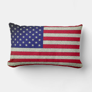Mosaic USA Flag Lumbar Pillow