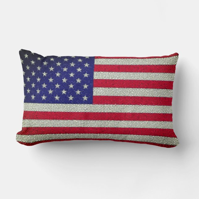 Mosaic USA Flag Lumbar Pillow (Front)