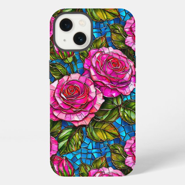 Mosaic Vintage Rose Pattern iPhone Case (Back)