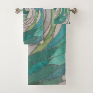 Mosaic Wave and Moon Bath Towel Set