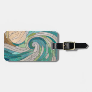 Mosaic Wave and Moon Luggage Tag