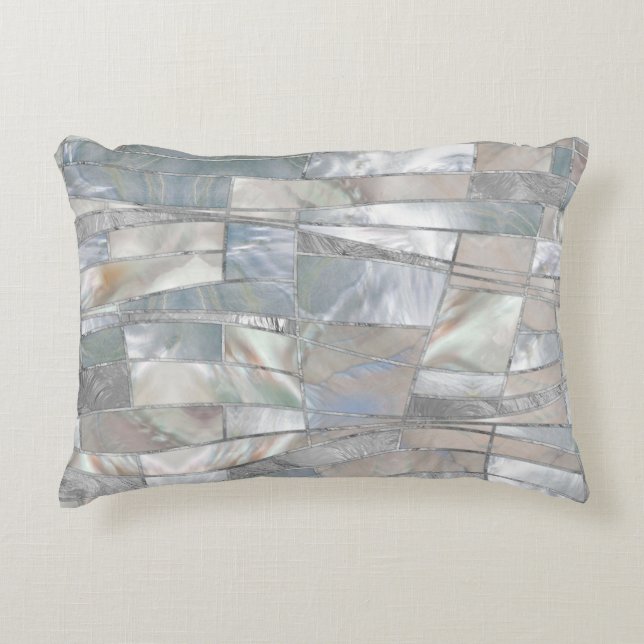 Mosaic Waves Art - Just Pearl Accent Pillow (Front)