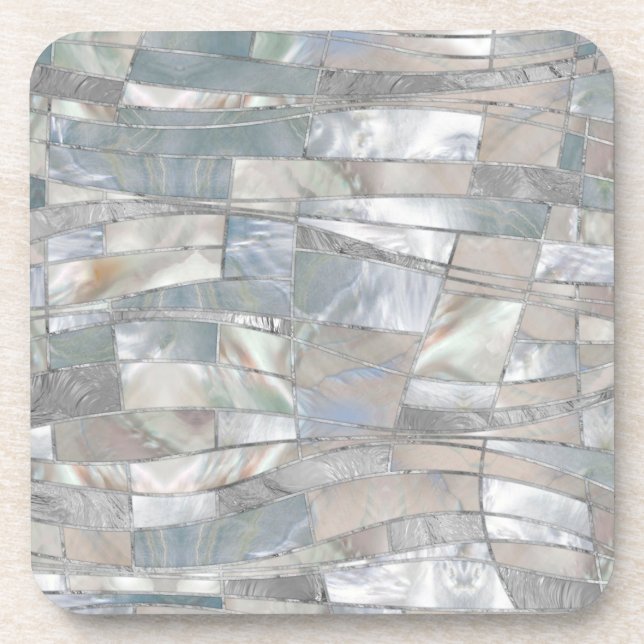 Mosaic Waves Art - Just Pearl Coaster (Front)