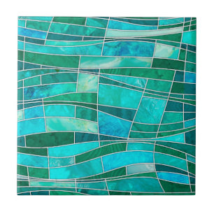 Mosaic Waves Art - Ocean Gems Tile