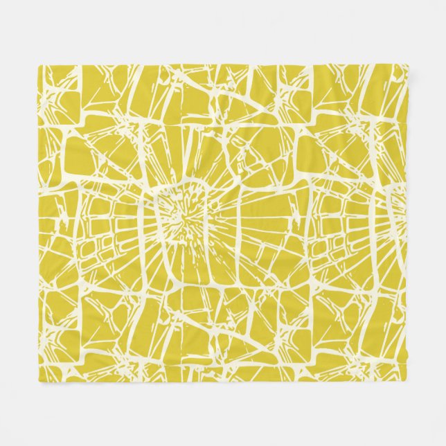 Mosaic Whimsy Yellow Mustard Fleece Blanket (Front (Horizontal))