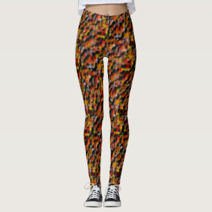 Mosaic with mix of red and carved gradient stains leggings