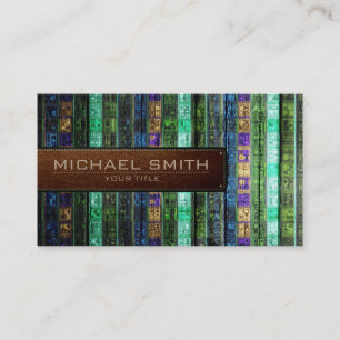 Mosaic Wooden Elegant Leather Look #17 Business Card