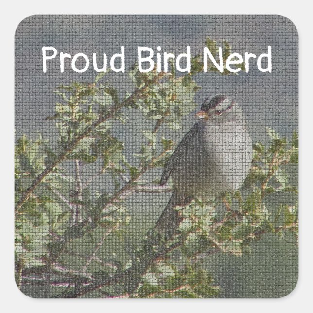 Mosaic Woodland Animal Birder Proud Bird Nerd Square Sticker (Front)