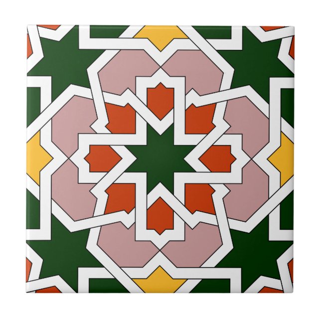 Mosaïque 01 de carreau marocain vert et rouge dans (Devant)