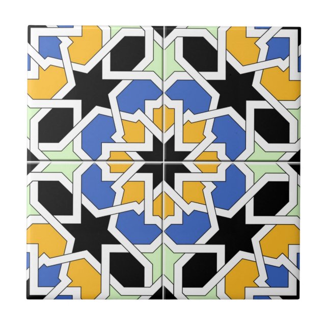 Mosaïque 02 de carreau marocain bleu et noir dans (Devant)