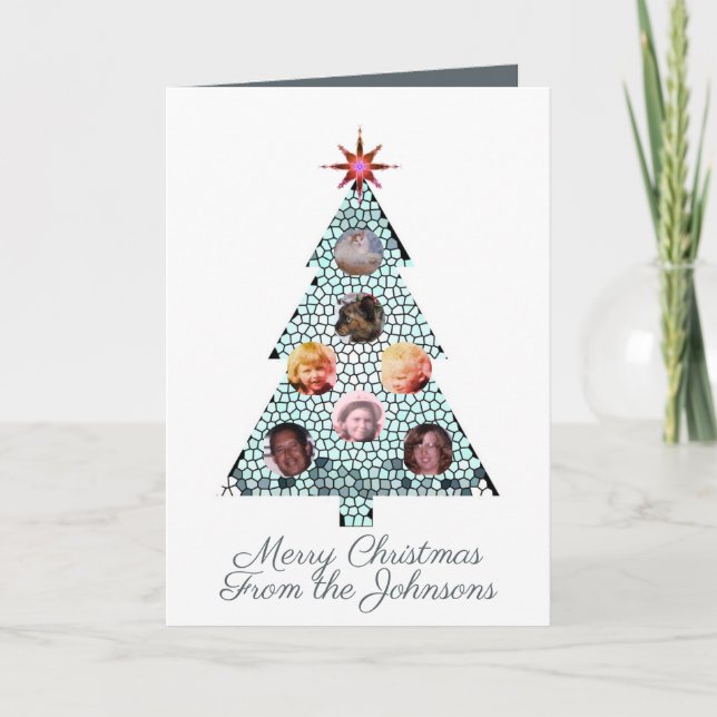 Mosaïque Arbre de Noël Photos Plié Carte de vacanc (Devant)