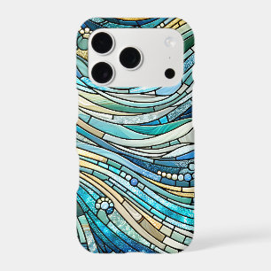Mosaïque d'art fin sarcelle de mer de vagues