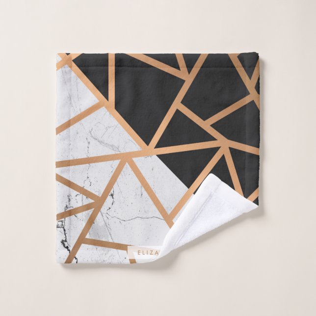 Mosaïque de marbre d'or noire et blanche (Gant de toilette)