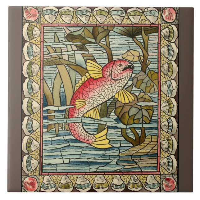 mosaïque de poisson carreaux céramique (Devant)