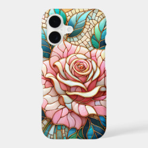 Mosaïque de roses roses en verre teinté