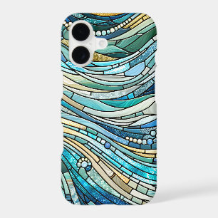Mosaïque de teintes sarcelle de la Mer des Vagues 