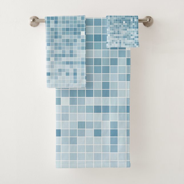 Mosaïque dégradée de pixels bleus (En situation)