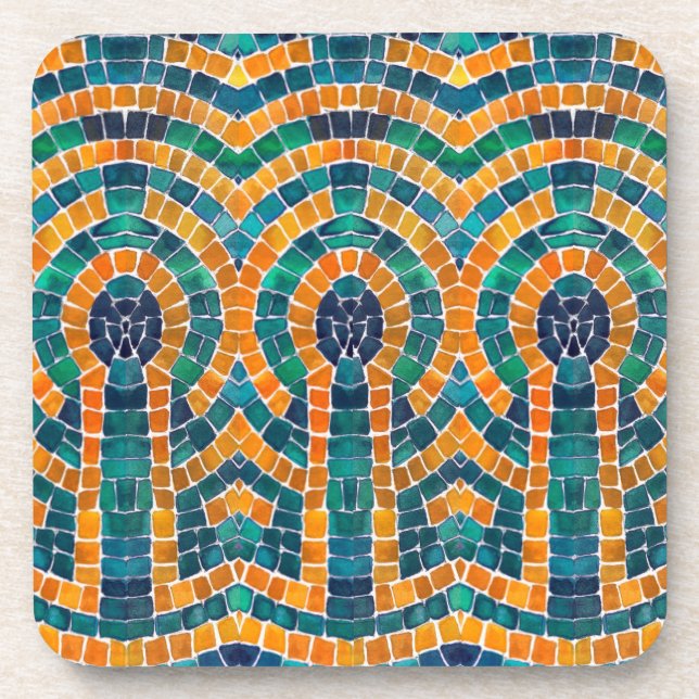 MOSAÏQUE D'ICÔNES DORÉES Dessous de verre en plast (Devant)
