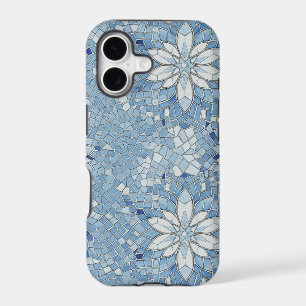 mosaïque florale bleue