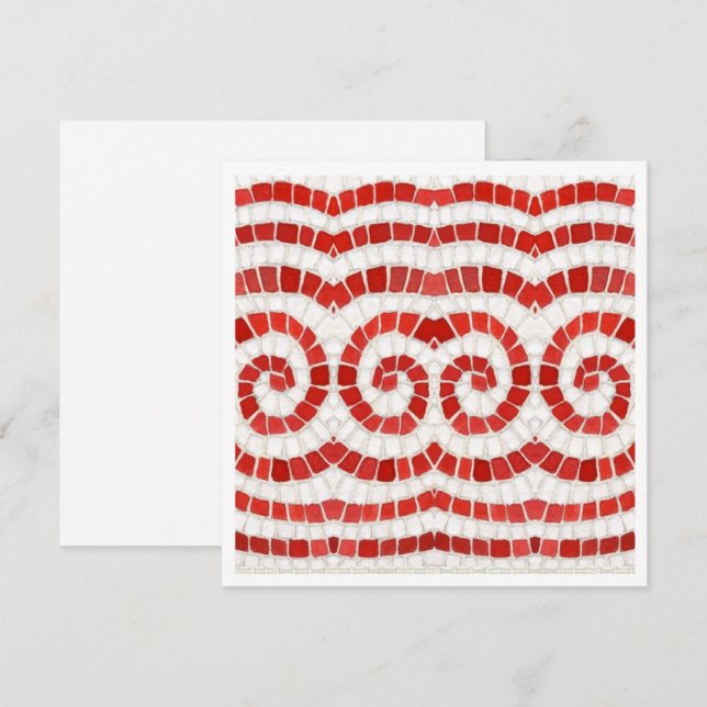 MOSAÏQUE IONIQUE ROUGE Carte plate carrée de 5,25  (Devant / Derrière)