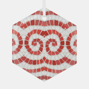 MOSAÏQUE IONIQUE ROUGE Ornement en verre hexagonal