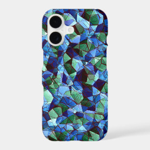 Mosaïque irrégulière verte et bleue superposée et