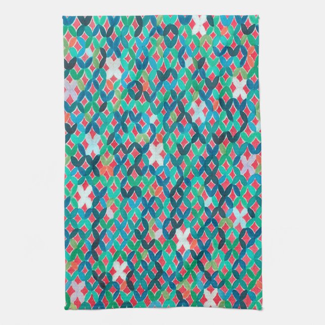 Mosaïque méditerranéenne 3 serviettes de cuisine (Vertical)