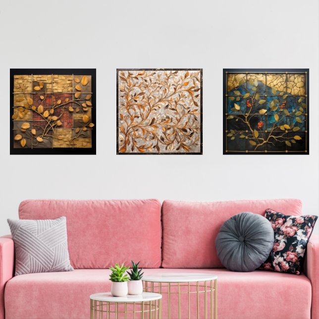 Mosaïque murale avec motif feuille (Salon)