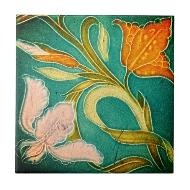 Mosaïque peinture antique de fleurs carreaux céram (Devant)