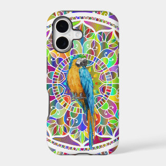 Mosaïque Tropicale – Mandala d'Ara Bleu et Or
