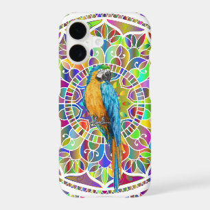 Mosaïque Tropicale – Mandala d'Ara Bleu et Or