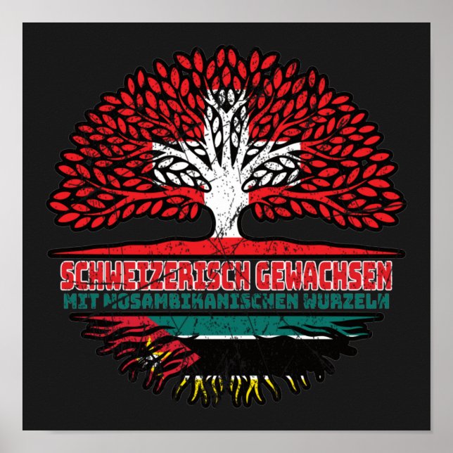 Mosambik Mosambikanisch Schweizer Schweiz Baum Poster (Front)