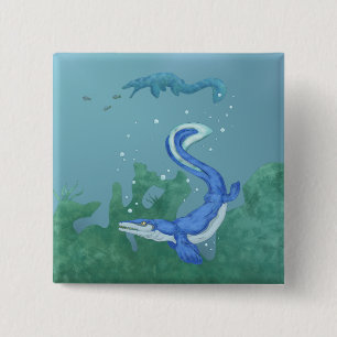 Mosasaurus 2 Inch Square Button