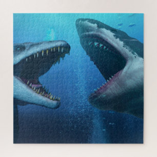 Mosasaurus versus megalodon jigsaw puzzle