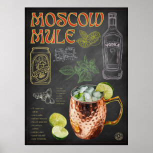 Moscou Mule Recette Tableau noir Cocktail Bar Art