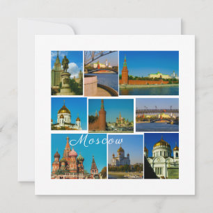 Moscow City Kremlin Moskva Architecture Flat Card
