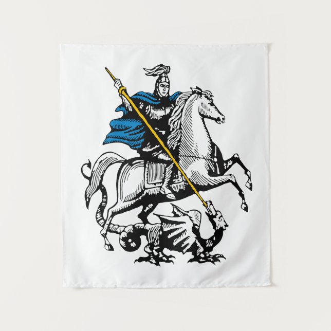 Moscow city Russia flag symbol saint george Tapestry (Front)