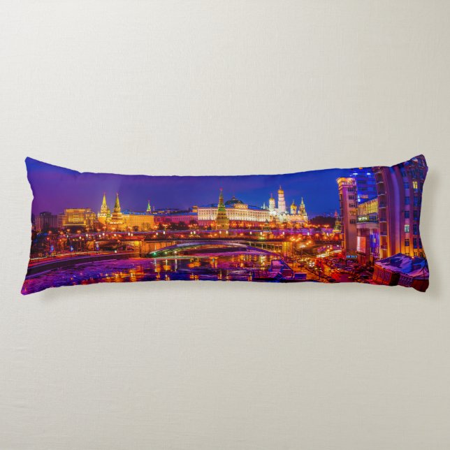 Moscow Kremlin In Winter Night Body Pillow (Front)