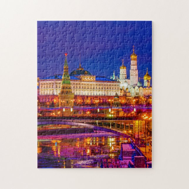 Moscow Kremlin In Winter Night Jigsaw Puzzle (Vertical)