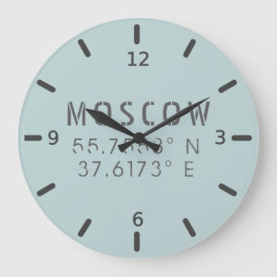 Moscow Latitude & Longitude Large Clock