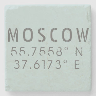 Moscow Latitude Longitude Stone Coaster