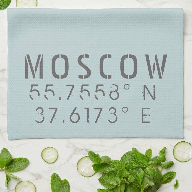 Moscow Longitude Latitude Coordinates Kitchen Towel (Folded)