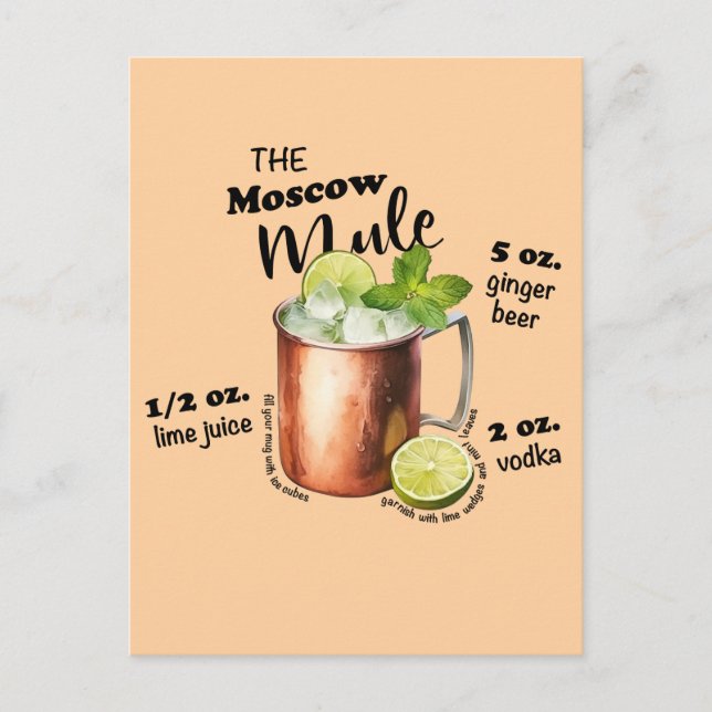 Moscow Mule Recipe Bar Art Postcard (Front)