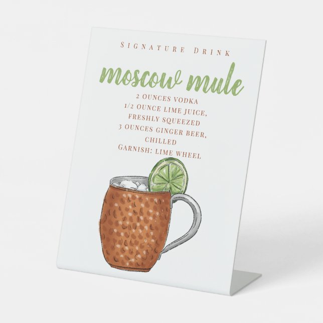 Moscow Mule Recipe Signature Drink  Pedestal Sign (Front)