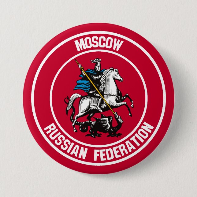 Moscow Round Emblem 3 Inch Round Button (Front)