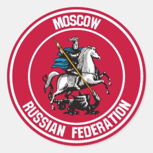Moscow Round Emblem Classic Round Sticker